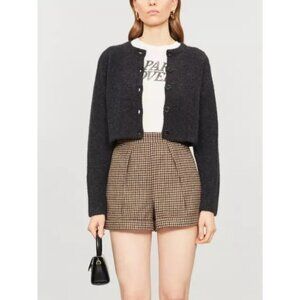 💕MAJE💕 Ilro Wool-Blend Plaid Shorts ~ Marron Brown EU 40 NWT